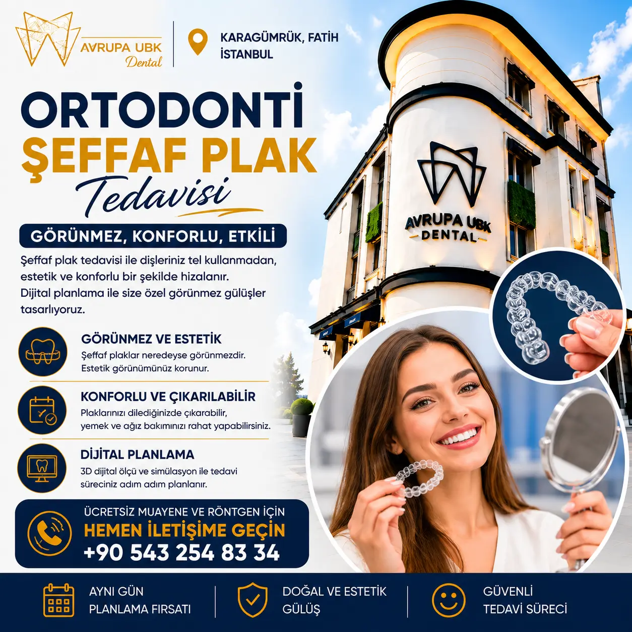 ortodonti şeffaf plak tedavisi avrupa ubk dental diş kliniği fatih istanbul