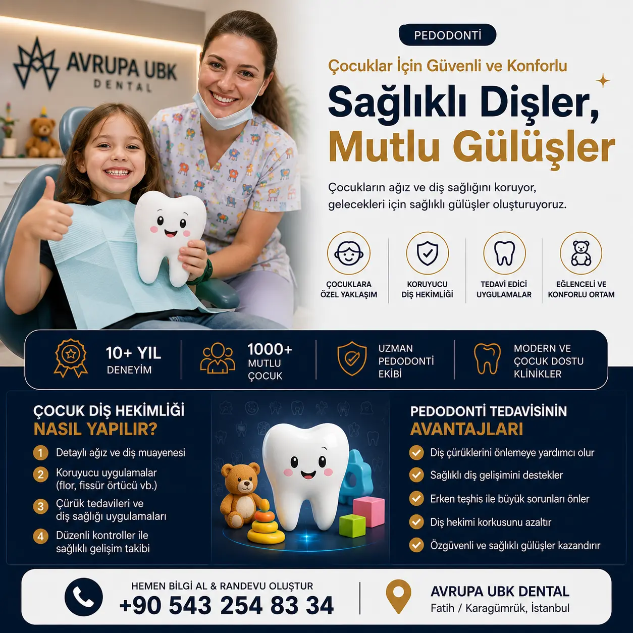 Çocuklar İçin Güvenli ve Konforlu Diş Tedavileri pedodonti çocuk diş hekimliği avrupa ubk dental diş kliniği fatih istanbul