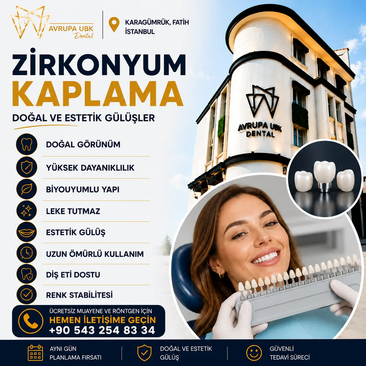 zirkonyum kaplama gülüş tasarımı avrupa ubk dental diş kliniği fatih istanbul
