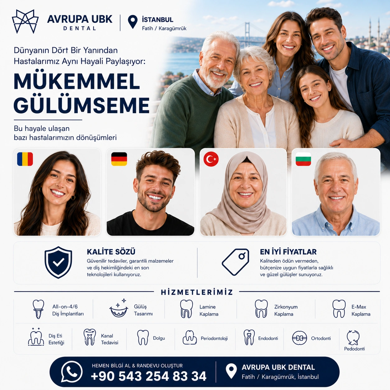uluslararası hasta mükemmel gülümseme avrupa ubk dental diş kliniği